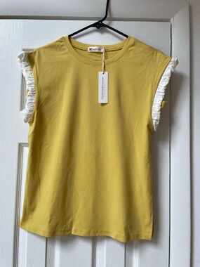 Yellow Ruffle Sleeve Tee